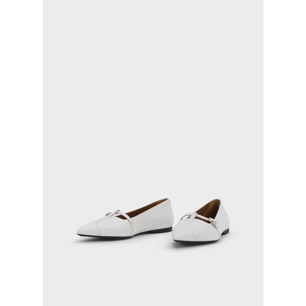 New Vagabond Shoemakers Hermine Pointed Toe T-Strap Flats in White Leather 38/8